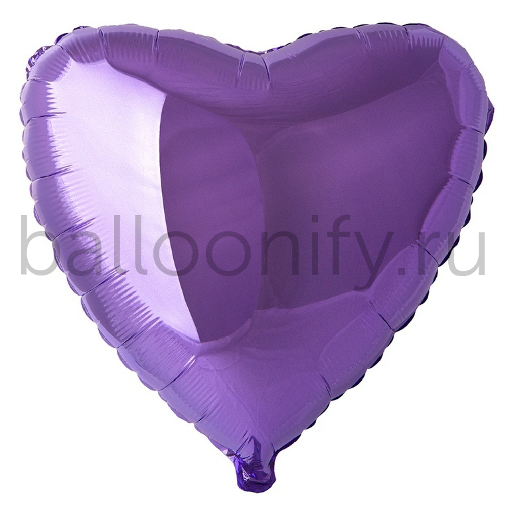 Фольгированная фигура, сердце, 18"/46СМ Металлик Lilac