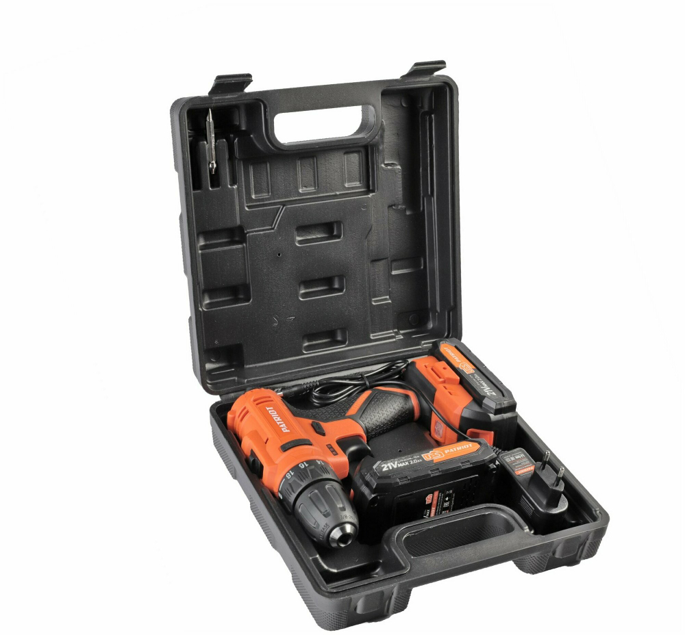 Дрель-шуруповерт акк.PATRIOT BR 189UES, две АКБ Li-Ion 18В, 2,0 Ач, 29Нм, кейс (180301549)