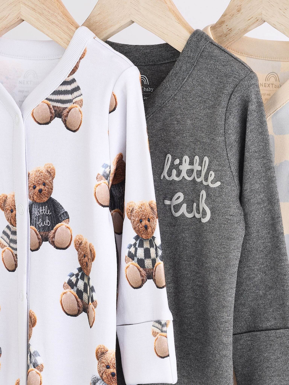 Комбинезон / Cлип для малышей Next N26-377, 3 шт., Бежевый, Серый, Белый