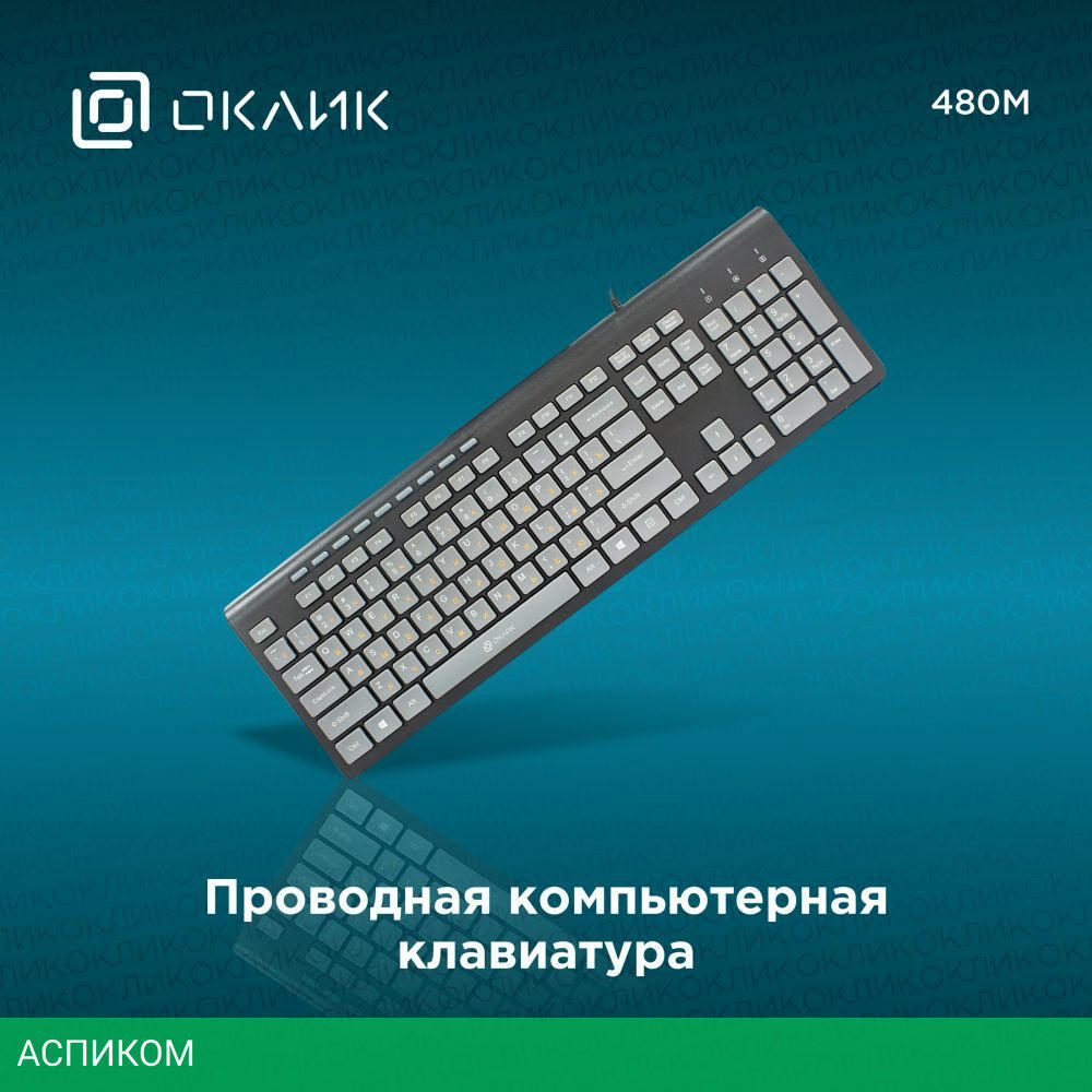 Клавиатура Oklick 480 M черный/серый (1067199)