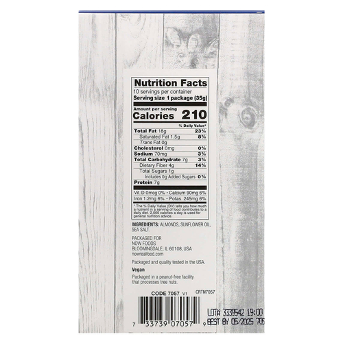 NOW Foods, Миндаль, обжаренный с морской солью, 10 пакетиков по 35 г (1,25 унции)