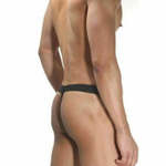 Мужские красно-черные трусы-стринги из сетчатого полотна (Размер: S-M) (Цвет: красный с черным)