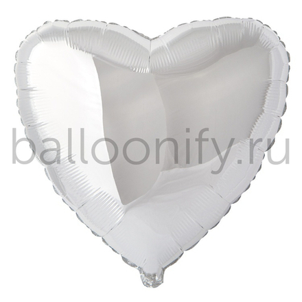 Фольгированная фигура, сердце, 32"/81СМ Металлик Silver(FM)