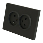 Розетка 2-местная с защитной шторкой, STEKKER, б/з, 250В, 16А, серия Эмили, RST16-5116-05, черный уголь, soft touch 49851