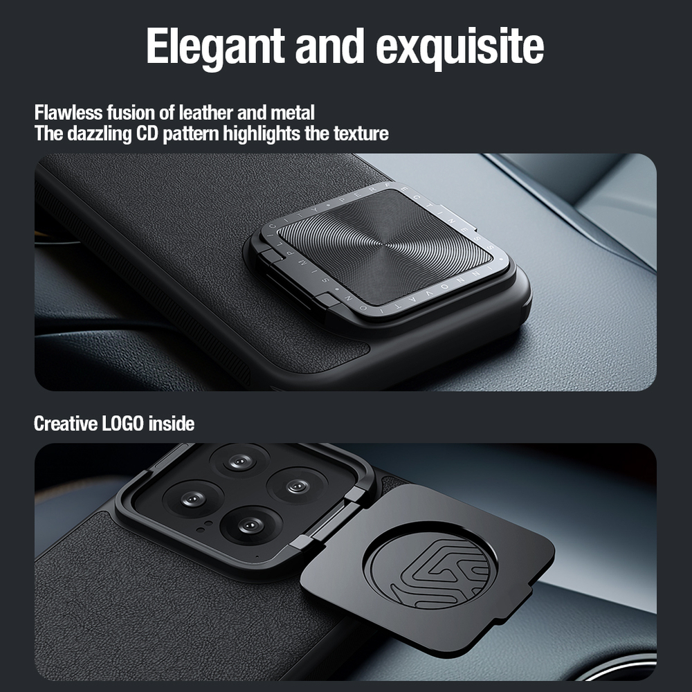 Чехол с вставками из кожи от Nillkin для Xiaomi 14 Pro, серия CamShield Prop Leather Magnetic Case