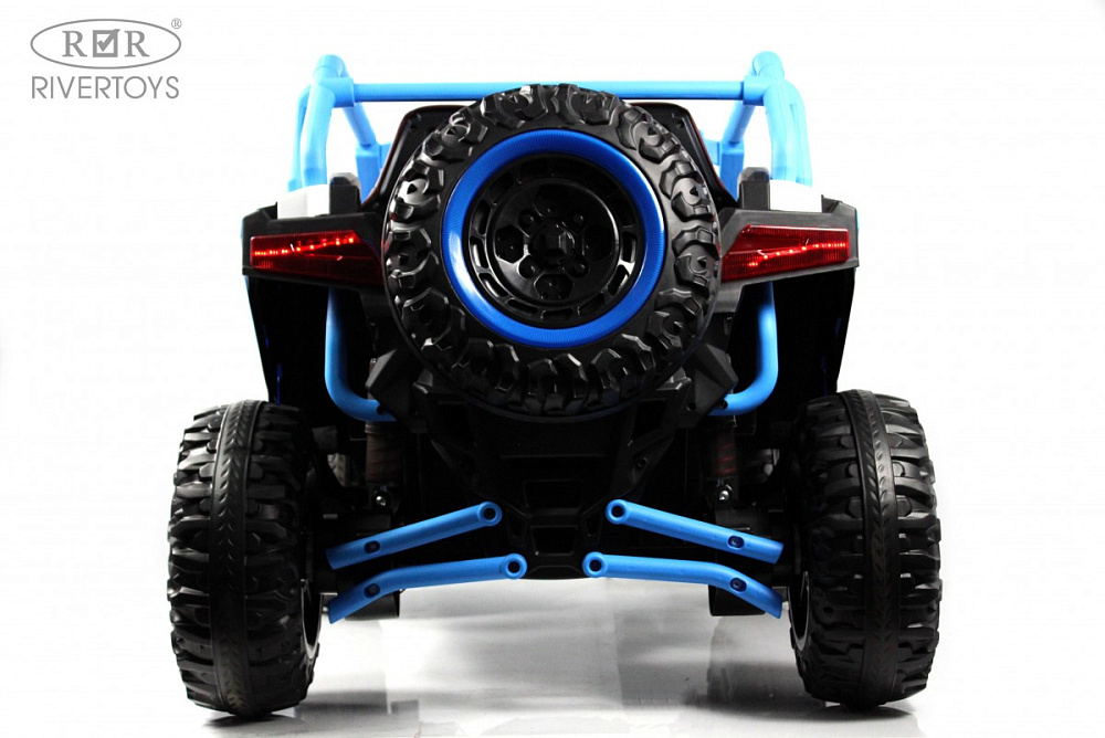 Детский электромобиль RiverToys E001EE бело-синий