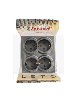 Розетка 4-мест. с заземл. LETO закрытый корпус ПБТ платина LEZARD 752-3500-127BDP