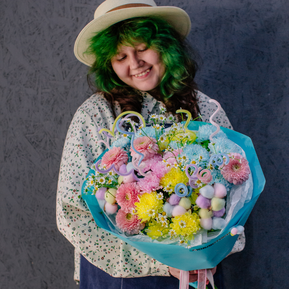 108. Нежный пастельный дофаминовый букет