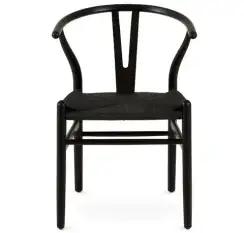 Стул Wishbone черный с черным сиденьем