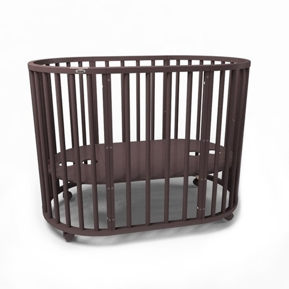 Детская кровать "Соня 04" ОВАЛЬНАЯ 8 в 1 Маятник ШОКОЛАД (75*125)