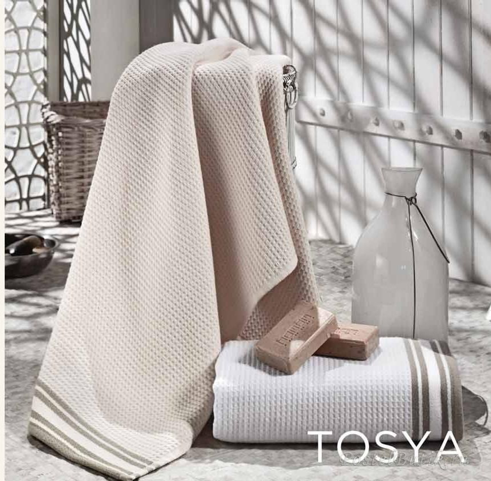 Полотенце 100х150 Hamam Tosya с коричневым кремовое