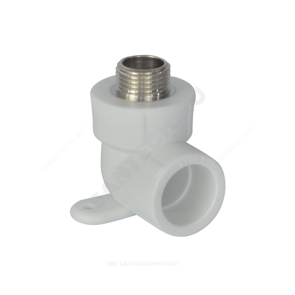 Угольник PP-R комбинированный белый Дн 25х1/2" НР с креплением PRO VALFEX 10121025-PRO