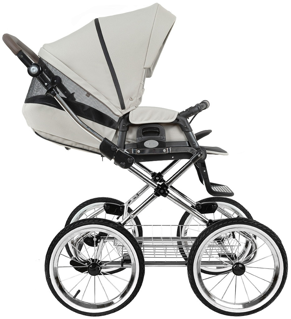 Детская коляска Roan Bass Next Classic d14 2.0 3 в 1 с автокреслом Pituso Santiso Pro Black BSNC/94/2 Marzipan/Black/руч.Cappuccino
