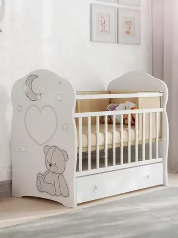 Кроватка для новорожденных ( поперечный маятник ) слоновая кость