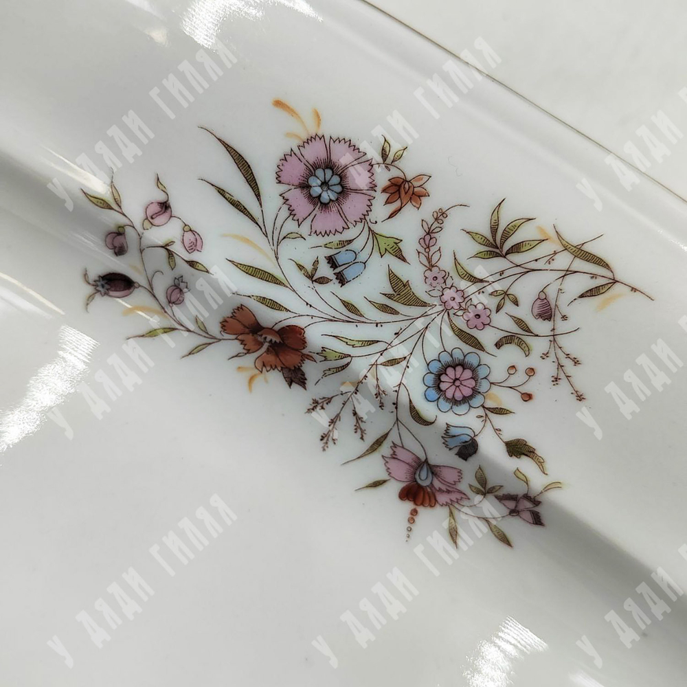 Большое антикварное сервировочное блюдо. Фаянс, деколь. Германия. Adolph Shneider Goerlitz. Нач. XX.