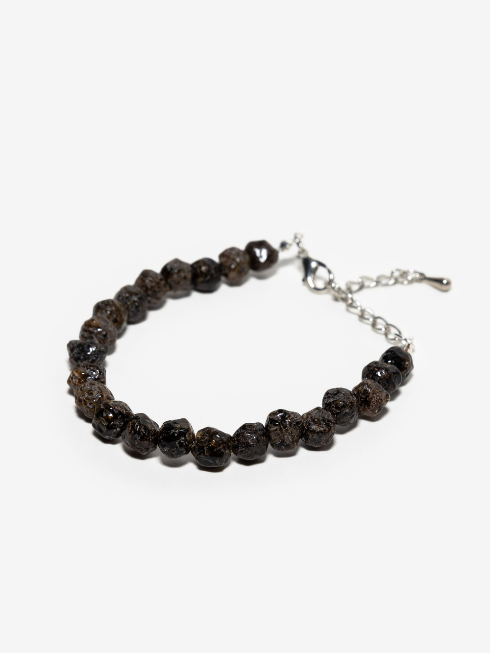 Браслет из цельного зеленого янтаря "кусанка", безразмерный, диаметр 7-9 мм. Калининградский натуральный янтарь