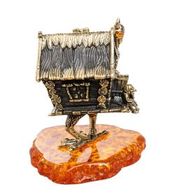 AM-1559 Фигурка «Избушка на курьих ножках» (латунь, янтарь)