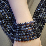 Иолит (кордиерит) природный, шар огранка, 7мм, цена за нить 13 см