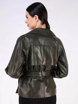 Кожаная куртка осень Турция тренч короткий