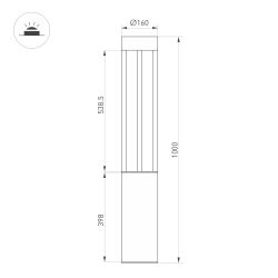 Светильник LGD-CASTELLO-BOLL-H1000-20W Warm3500-MIX (GR, 80 deg, 230V) (Arlight, IP65 Металл, 5 лет) 047685
