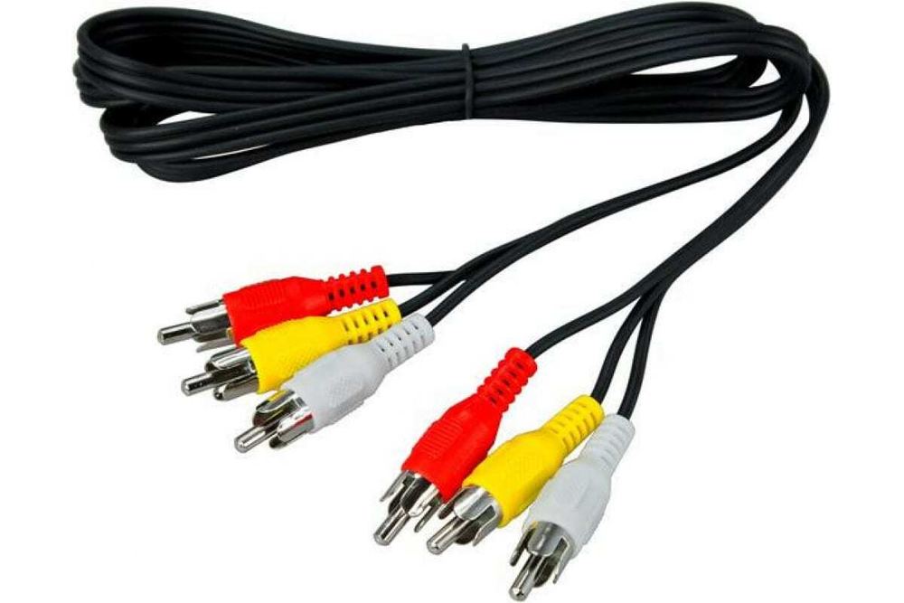 Шнур REXANT 3 RCA - 3 RCA, длина 1.5 метра, черный 17-0202