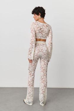 Кружевные брюки цвета айвори