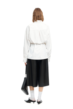 Рубашка-трансформер со съемным воротом молочная