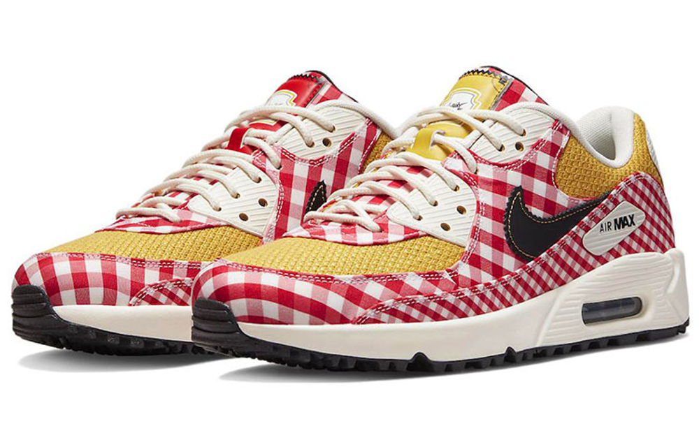 Nike Air Max 90 Golf NRG "Leopard" picnic retro trend sports low-cut casual shoes pink yellow