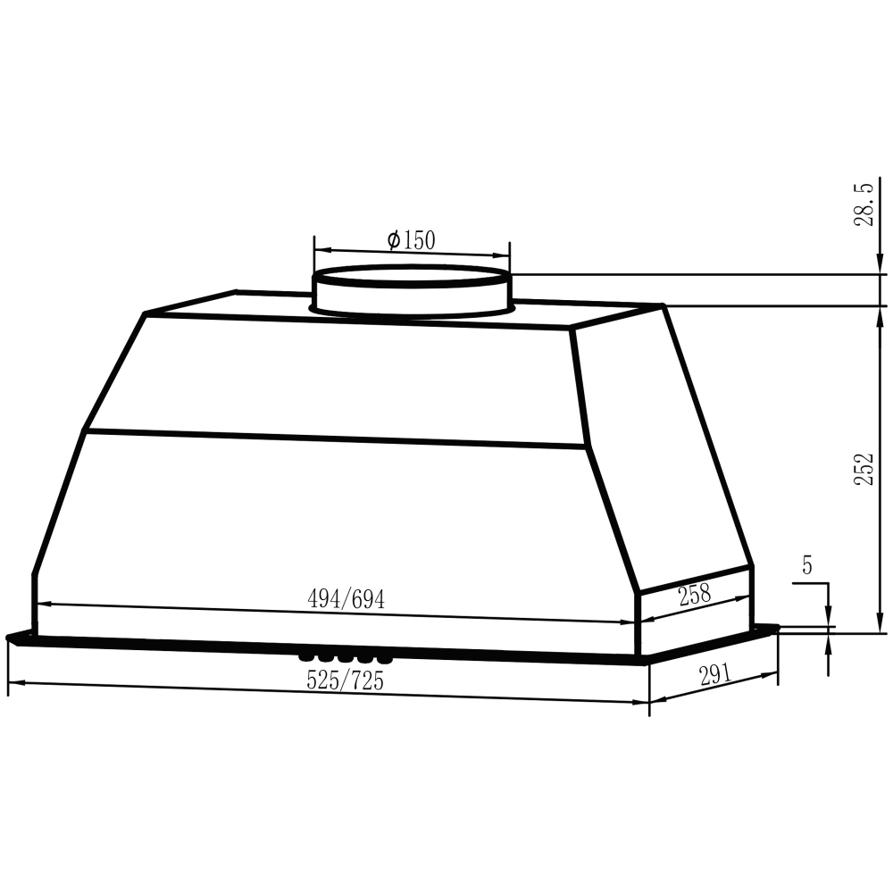 Встраиваемая вытяжка Oasis серии PRO UM-70W