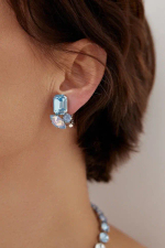 Клипсы Crezus, с кристаллами, CZ24-24E7 (голубой)