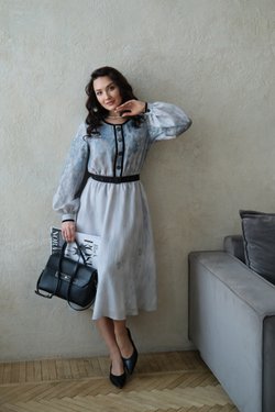 Платье с бархатной тесьмой из вискозы с подкладкой