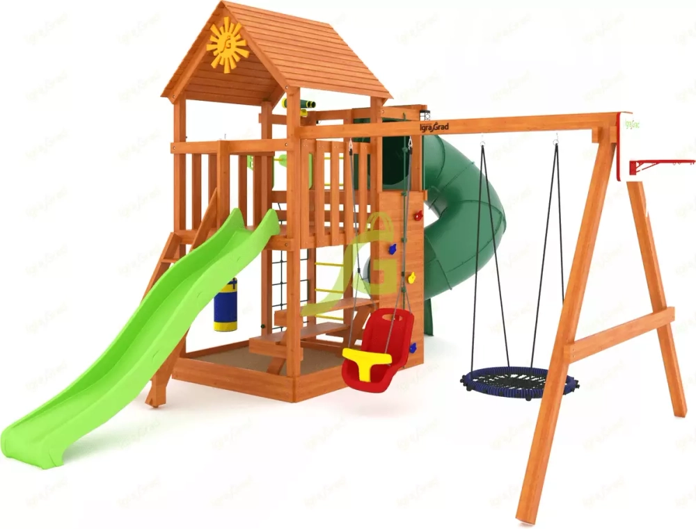 Детская площадка с горкой трубой