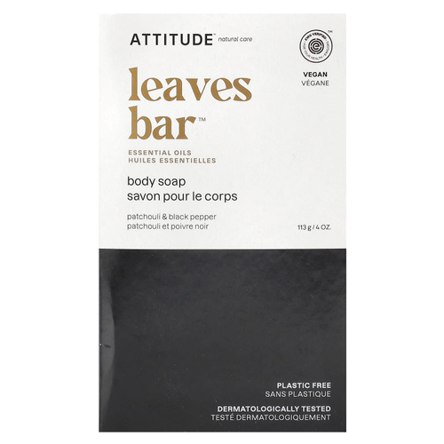 ATTITUDE, Leaves Bar ™, мыло для тела, пачули и черный перец, 113 г (4 унции)