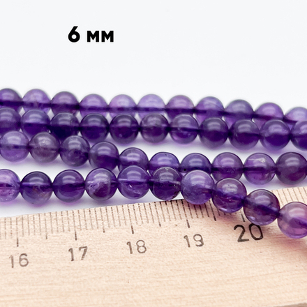 Аметист, диаметр 5,8-6 мм, цена за 32 шт (1/2 нити)