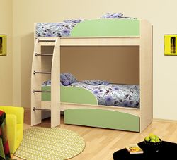 Кровать двухъярусная "Омега  4" (млечный дуб/фисташковый), ЛДСП, Фант-мебель, г. Волжск