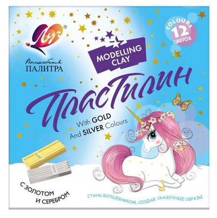Пластилин 12цв 240гр. Волшебная палитра, со стеком, карт.упак.