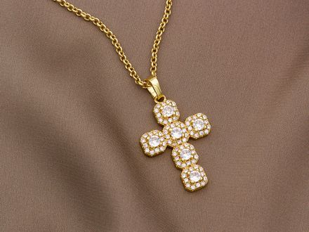 Подвеска Крест 25мм, со стразами