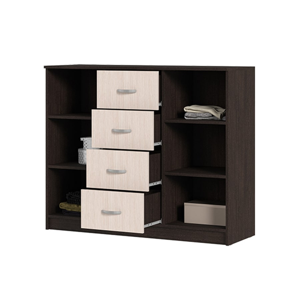 Басса (Бася) КМ 555-М Комод 4 ящика 2 створки Венге / Дуб белфорт