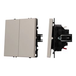 Механизм выключателя двухклавишный непроходной SWT-NOBE-MK02-SFPL-CA (230V, 10A) (Arlight, Кашемир) 059419