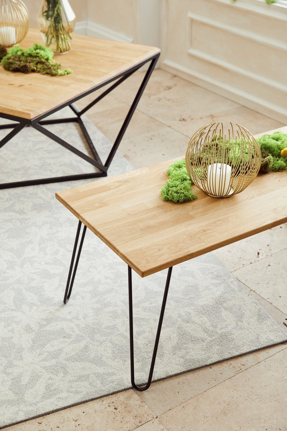 Стол кофейный Детлиф 100х50х43см, стол журнальный лофт дубовый, деревянный