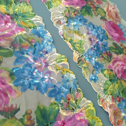 Вышивка на сетке, эластичная (комплект: правая и левая стороны)