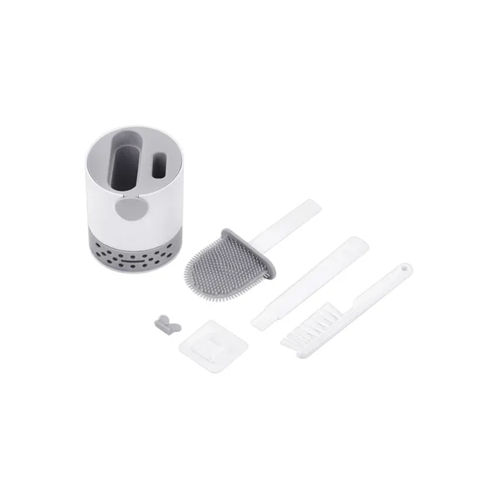 Ершик для унитаза силиконовый (плоский) + щеточка, напольный / настенное крепление, LAIMA, 700561