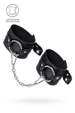 Черные оковы из толстой кожи с люверсами