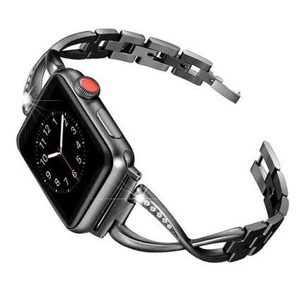 Ремешок Apple Watch 38мм, V образного типа со стразами Black