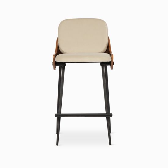 Полубарный стул Isla металлический черный каркас, сиденье ткань и дерево