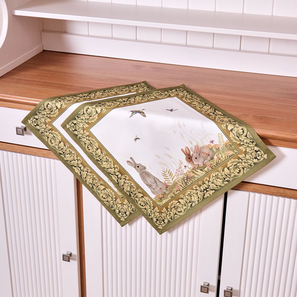 НАБОР САЛФЕТОК ИЗ 2-Х ШТ "ОХОТА" 40Х40СМ, ТВИЛ, 100% ХЛОПОК, ЛИСА