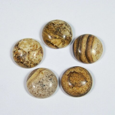 Кабошон из яшмы бежевой круг, 15*15*5мм.