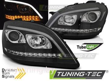 Передние фары Tube Light для Mercedes M-Class W164 (05-08) Dynamic Black W222 Look
