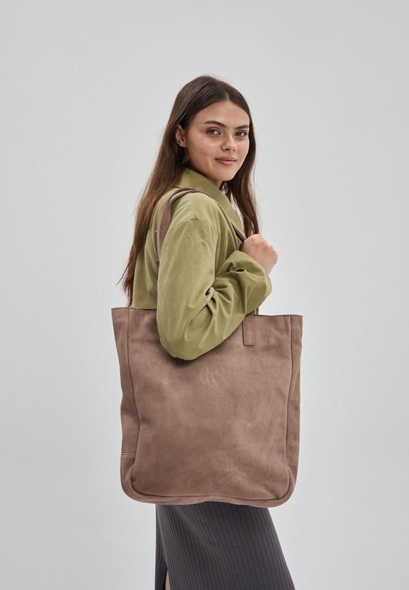 сумка шоппер капучино замша