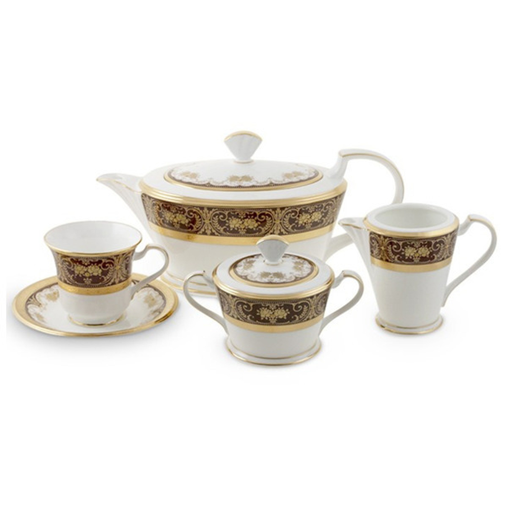 Сервиз чайный на 6 персон 15 предметов Noritake Джорджиан золотой подарочная коробка